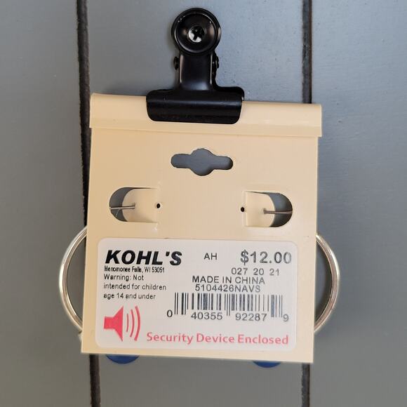 Croft & Barrow Hoop Earrings Blue Beads Silver Tone Pierced Free Gift Bag 1.5 in - Picture 5 of 7